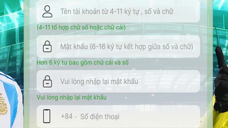 Điền các thông tin cá nhân vào mẫu đăng ký tài khoản